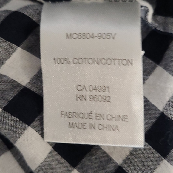 BLOUSE: Black/White Check Button Down Blouse - Picture 5 of 8